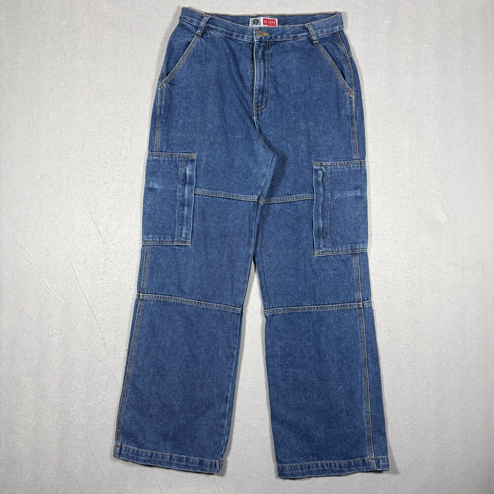 Arizona Jean Co Womans Baggy y2k Cargo Blue Jeans Size 18